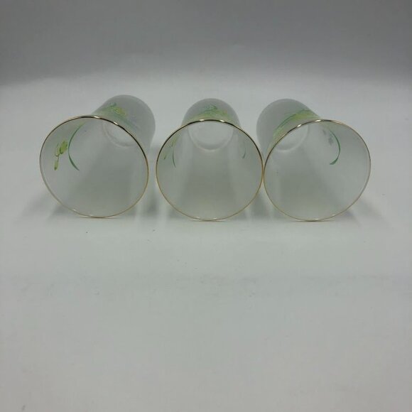 Vintage Set of 3 Frosted Swig Tall Shot Glasses Floral Wheat Grass Design - Picture 8 of 15
